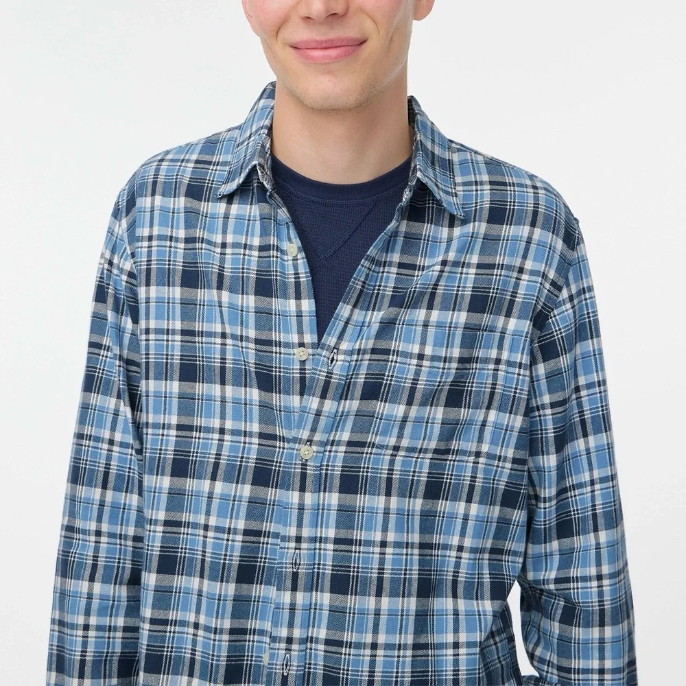 J. Crew Flannel Men’s Plaid 100% Cotton Button Down Shirt Long Sleeve Pocket
